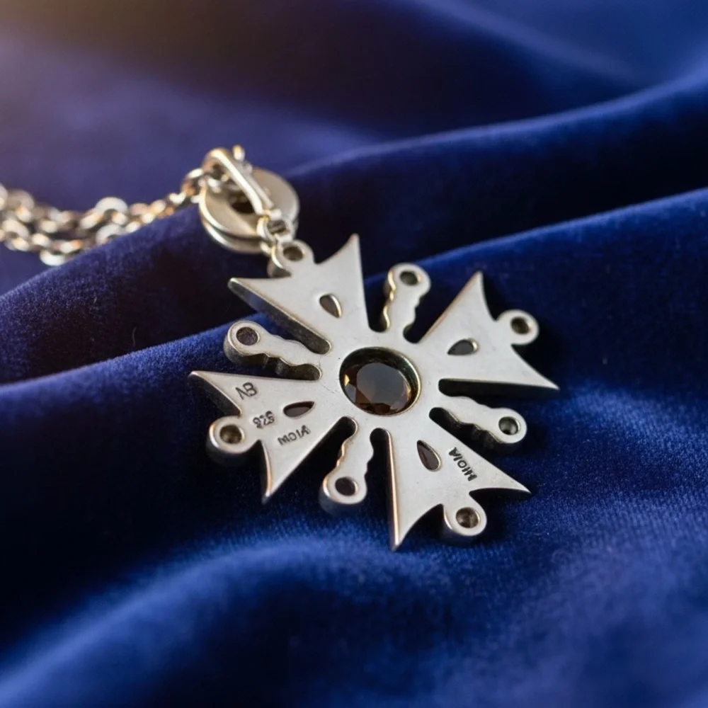 Nicky Butler Silver Pendant Necklace with Blue and Red Stones signed & stamped - Picture 7 of 7